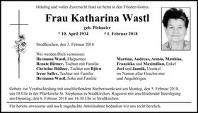 Traueranzeige Katharina Wastl