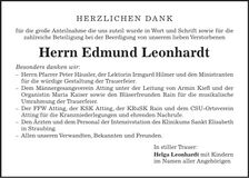 Traueranzeige Edmund Leonhardt