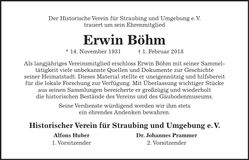 Traueranzeige Erwin Böhm