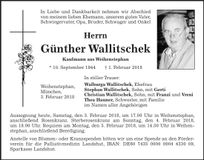 Traueranzeige Günther Wallitschek
