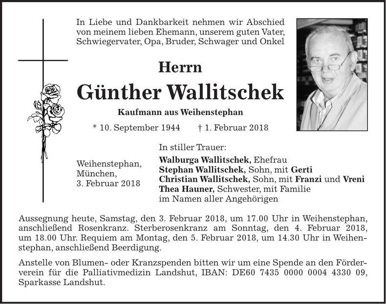 Traueranzeige Günther Wallitschek