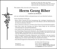Traueranzeige Georg Biber