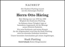 Traueranzeige Otto Häring