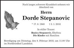 Traueranzeige Dorde Stepanovic