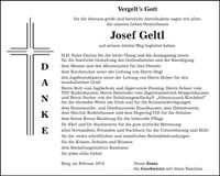 Traueranzeige Josef Geltl