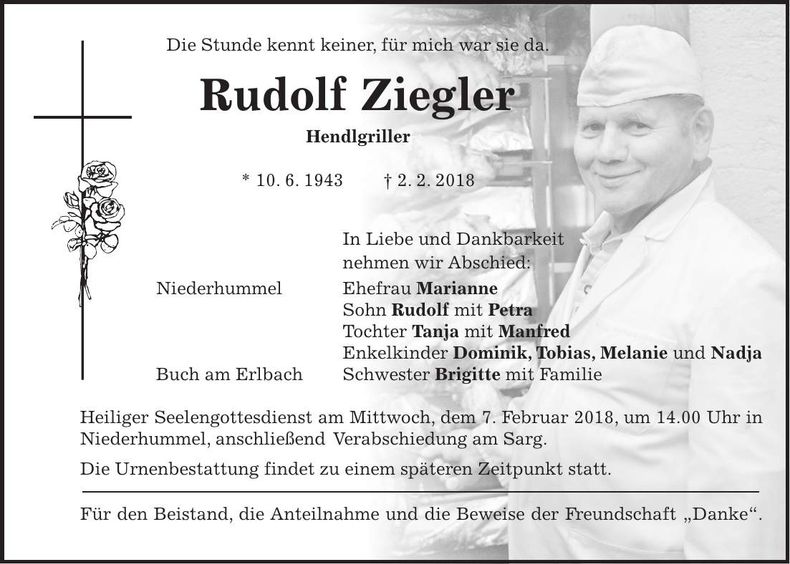 Traueranzeige Rudolf Ziegler