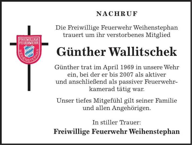 Traueranzeige Günther Wallitschek