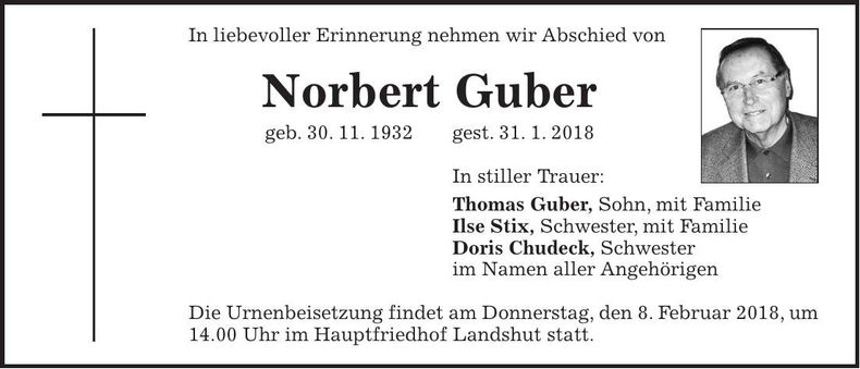 Traueranzeige Norbert Guber