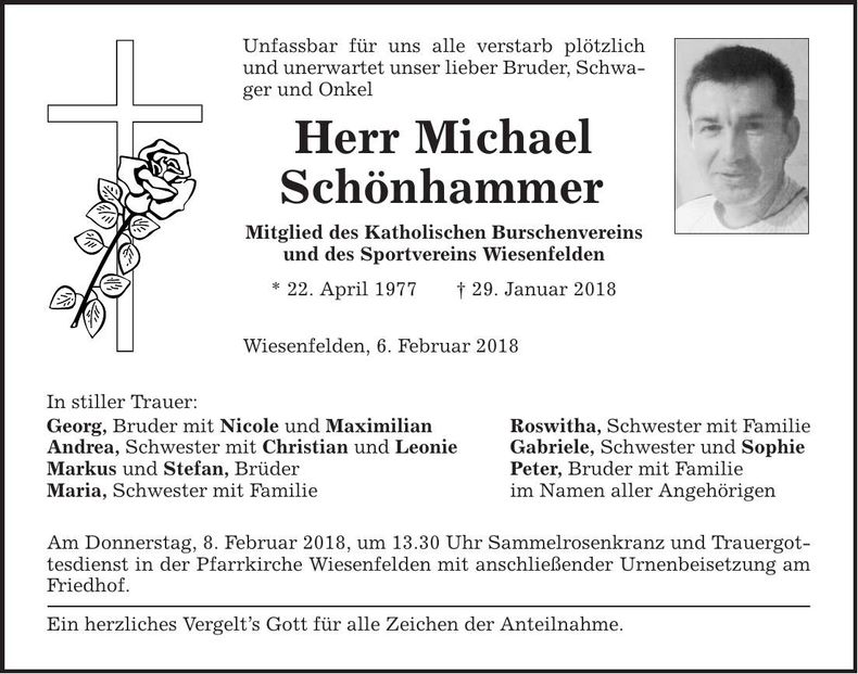 Traueranzeige Michael Schönhammer