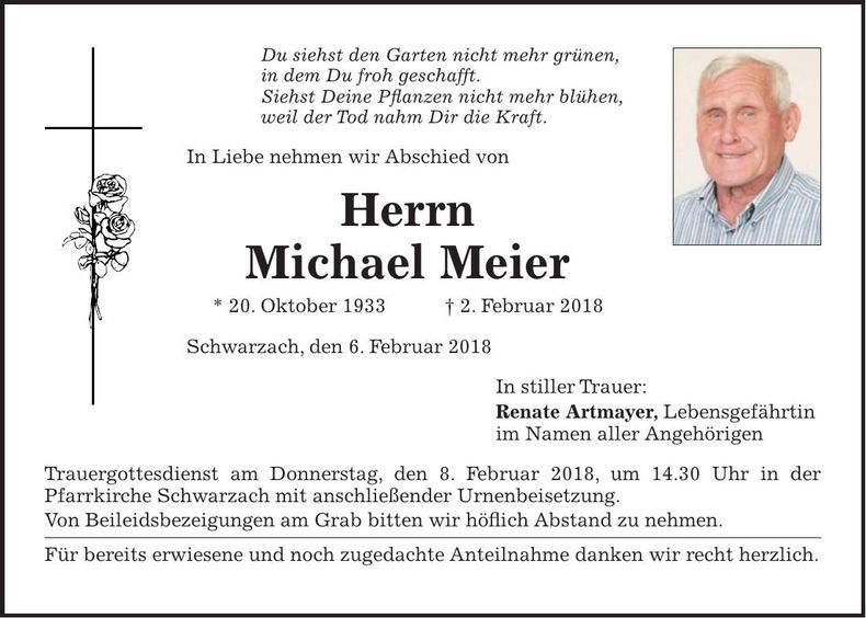 Traueranzeige Michael Meier