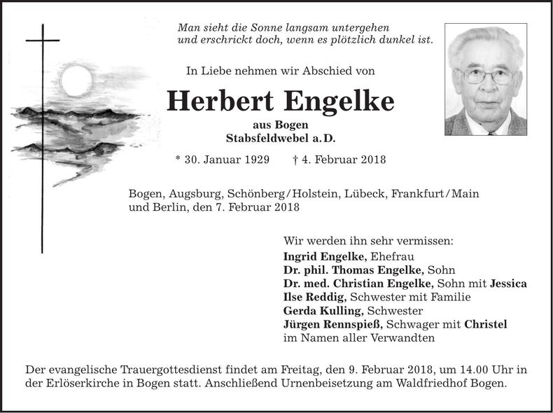 Traueranzeige Herbert Engelke