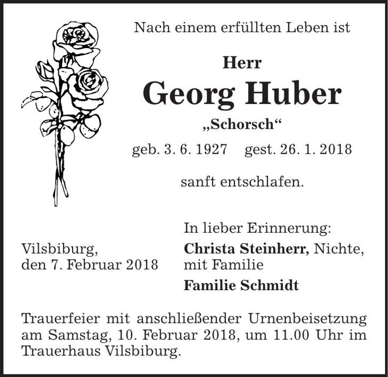 Traueranzeige Georg Huber