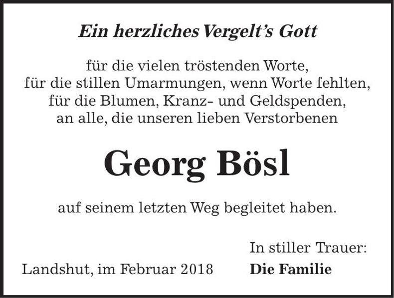 Traueranzeige Georg Bösl