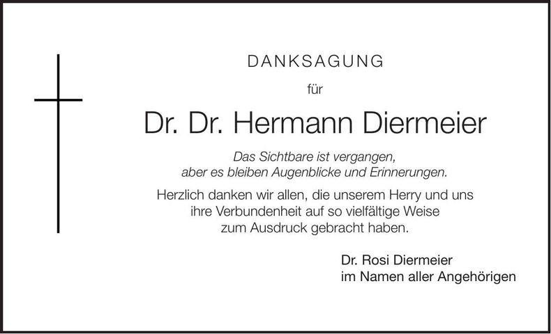 Traueranzeige Hermann Dr. Dr. Diermeier
