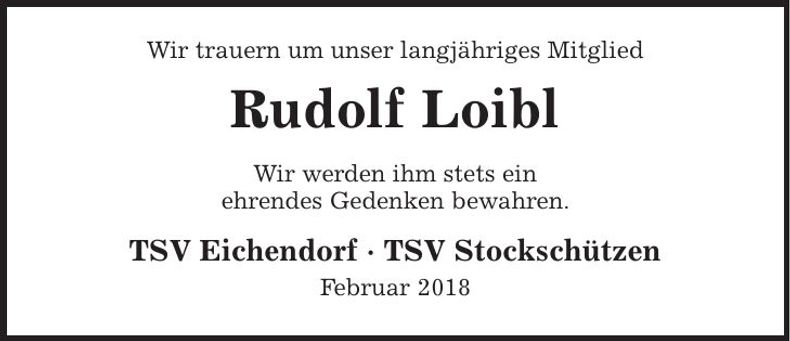 Traueranzeige Rudolf Loibl