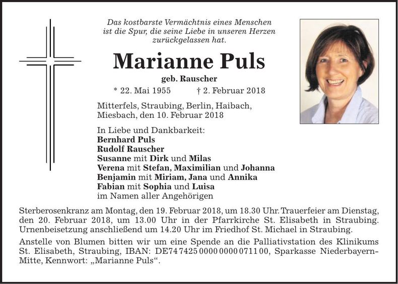 Traueranzeige Marianne Puls
