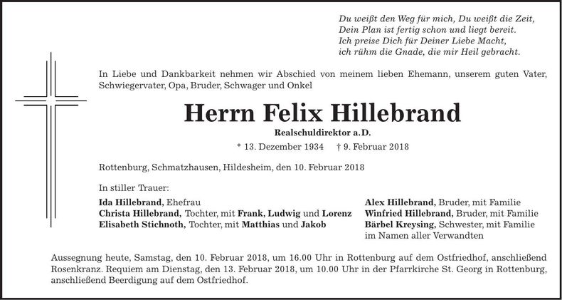 Traueranzeige Felix Hillebrand