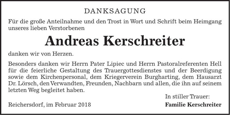 Traueranzeige Andreas Kerschreiter