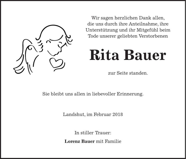 Traueranzeige Rita Bauer