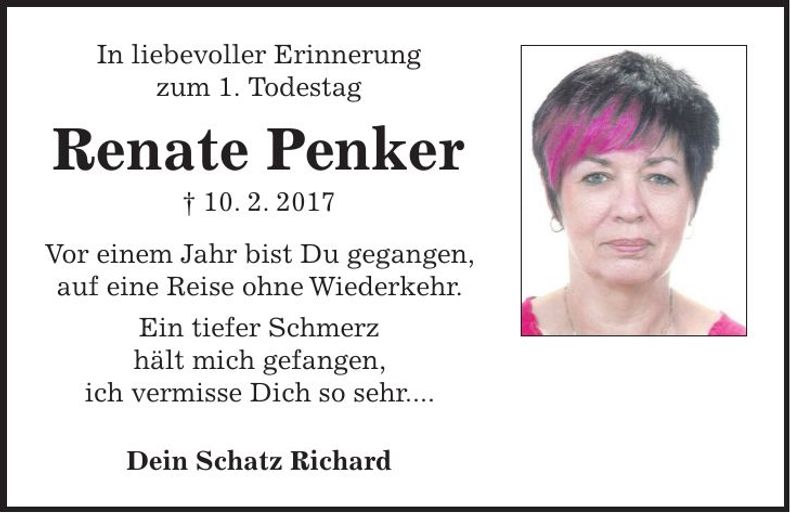Traueranzeige Renate Penker