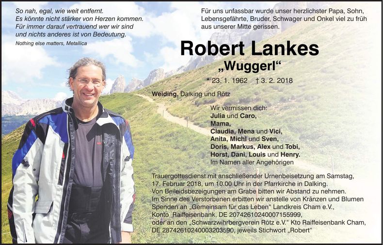 Traueranzeige Robert Lankes