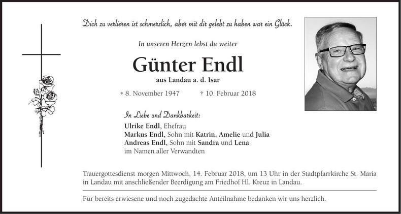 Traueranzeige Günter Endl