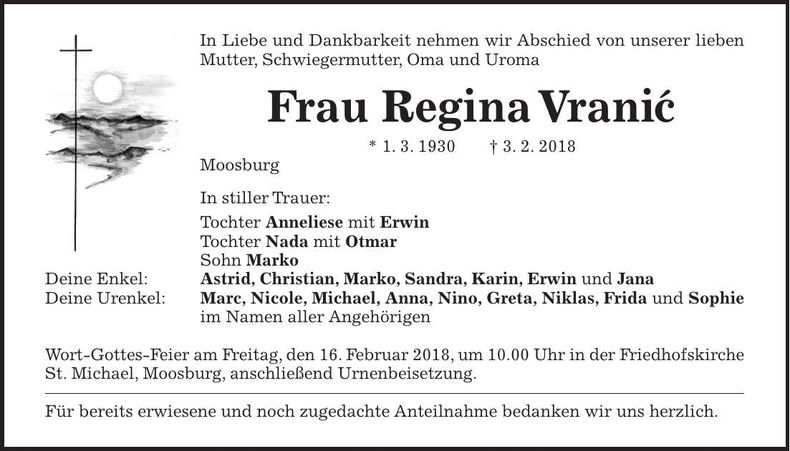 Traueranzeige Varic Regina