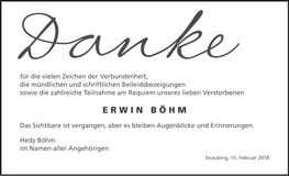 Traueranzeige Erwin Böhm