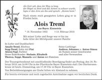 Traueranzeige Ludwig Treml
