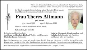 Traueranzeige Theres Altmann