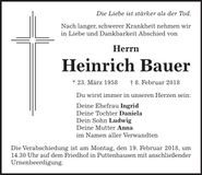 Traueranzeige Heinrich Bauer