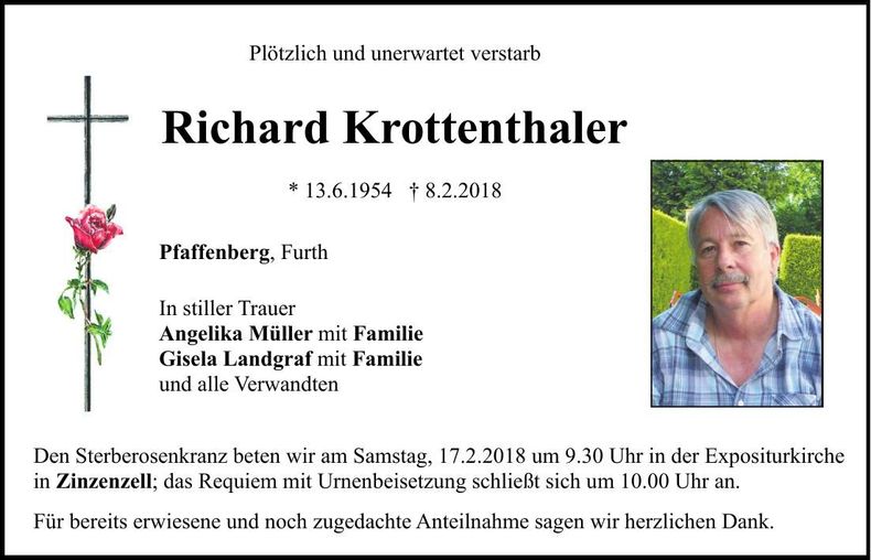 Traueranzeige Richard Krottenthaler