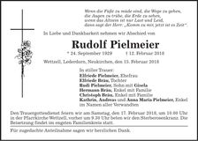 Traueranzeige Rudolf Pielmeier