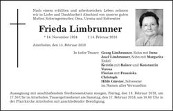 Traueranzeige Frieda Limbrunner