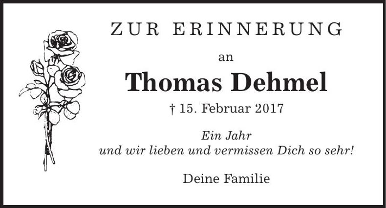 Traueranzeige Thomas Dehmel