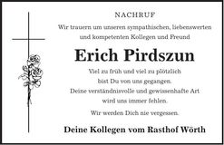 Traueranzeige Erich Pirdszun