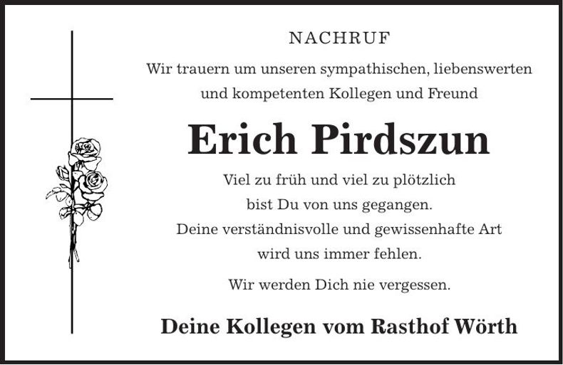 Traueranzeige Erich Pirdszun