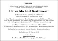 Traueranzeige Michael Reithmeier