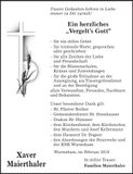 Traueranzeige Xaver Maierthaler