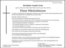 Traueranzeige Elmar Mückenhausen