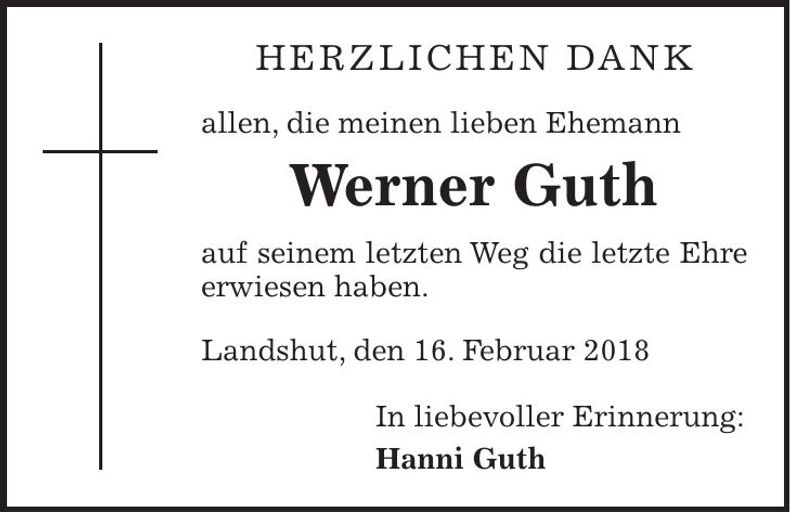 Traueranzeige Werner Guth
