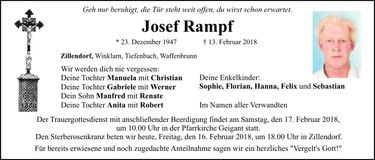 Traueranzeige Josef Rampf