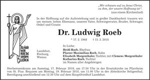 Traueranzeige Ludwig Roeb