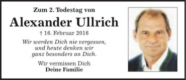 Traueranzeige Alexander Ullrich