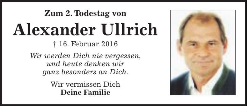 Traueranzeige Alexander Ullrich