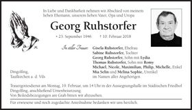 Traueranzeige Georg Ruhstorfer