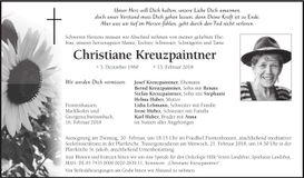 Traueranzeige Christiane Kreuzpaintner