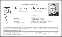 Traueranzeige Friedrich Steierer
