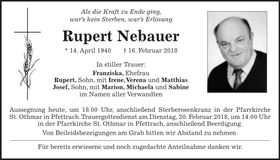Traueranzeige Rupert Nebauer
