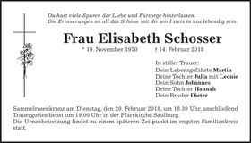 Traueranzeige Elisabeth Schosser